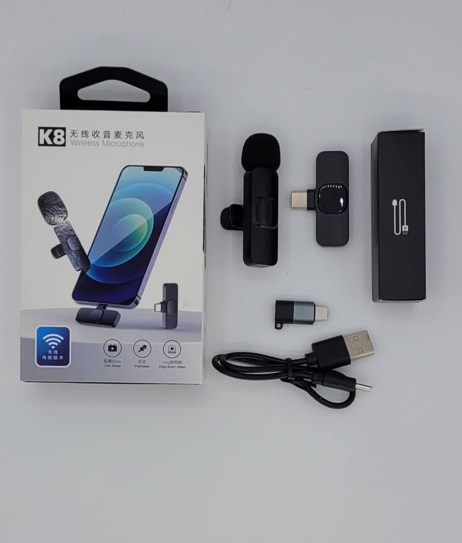 میکروفن k8 یقه ای مدل k8 wireless microphone(برای ایفون و اندروید) اصلی